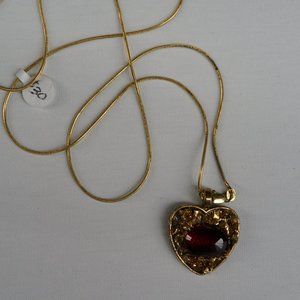 Ruby Heart of Gold Pendant and Chain